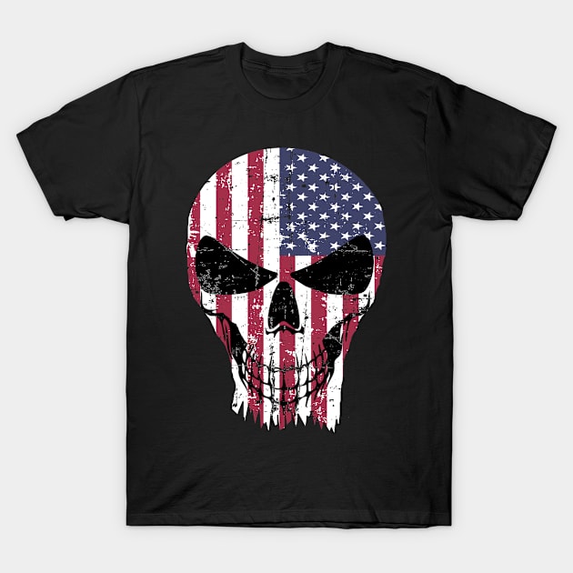 usa flag skull T-Shirt by sk99